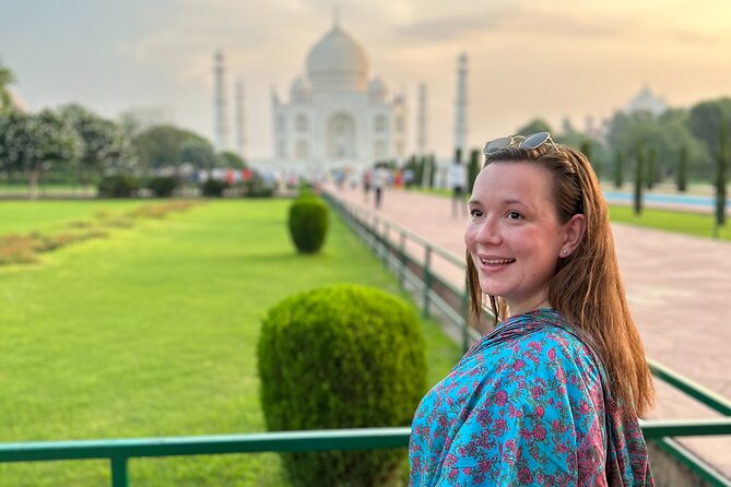 Private Sunrise Taj Mahal & Agra Tour from Delhi by Luxury Car - Crossing the Taj Mahal grounds at sunrise