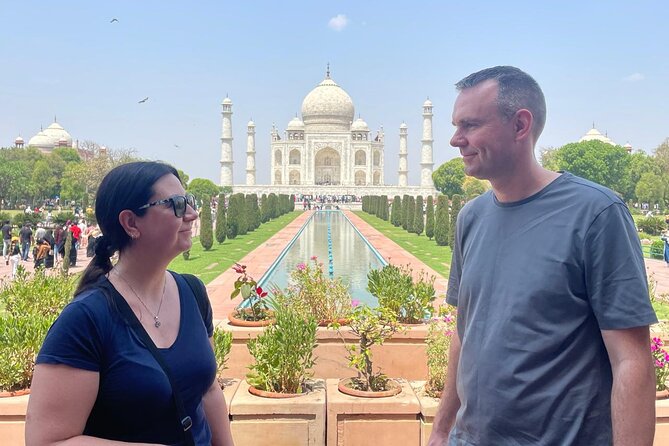 Taj Mahal and Agra Private Tour from Delhi by Car with 5<em> Lunch – Key points to know before booking’ /></p>
<ul>
<li><strong>A full private day from Delhi:</strong> Allow about 12 hours, including roughly three hours each way by air-conditioned car.</li>
<li><strong>Taj Mahal and Agra Fort are the core sights:</strong> Both monument tickets are included when you select the ticket-included option.</li>
<li><strong>The Baby Taj may be an alternative stop:</strong> Check the exact option, since the schedule says you may choose it or Agra Fort.</li>
<li><strong>Guides can make the difference:</strong> Akib and Jugnu are named guides praised for useful history, friendly conversation, safety, and photo advice.</li>
<li><strong>The meal is optional and conditional:</strong> A buffet at a 5-star venue such as DoubleTree by Hilton is included only when you book the meal option.</li>
<li><strong>Pickup covers a wide area:</strong> Delhi, Noida, Gurugram, Ghaziabad, and Faridabad are included, with drop-off back in those areas.</li>
</ul>
<h2 id="a-long-but-sensible-delhi-to-agra-day">A long but sensible Delhi to Agra day</h2>
<p><img width="669" height="446" decoding="async" src=
