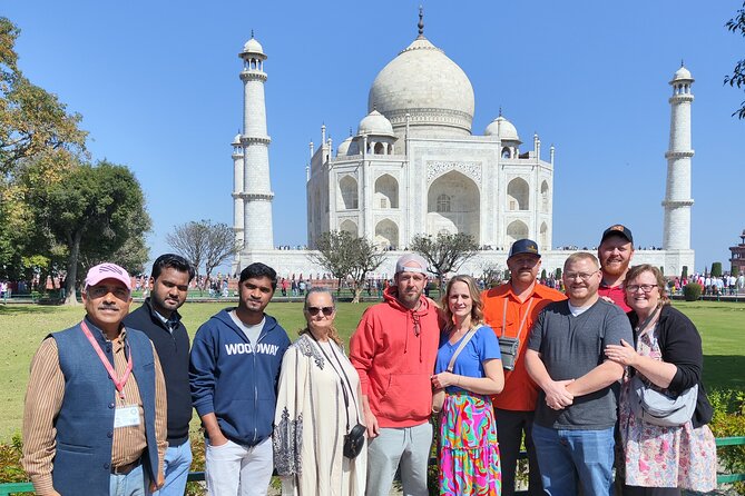 Taj Mahal Day Tour by Private AC Car from Delhi with Meal at 5<em> – Key points to know before booking’ /></p>
<ul>
<li><strong>Private pickup across the Delhi area:</strong> Your English-speaking driver can collect you from a hotel, airport, or other address in Delhi, Gurgaon, or Noida.</li>
<li><strong>Three Agra sights in one day:</strong> The schedule includes the Taj Mahal, Agra Fort, and I’timād-ud-Daulah’s Tomb, often called the Baby Taj.</li>
<li><strong>Guide names worth requesting:</strong> Danish, Amit, Vickey, and Ahmit have received especially warm praise for history, photography, and a personable approach.</li>
<li><strong>Optional Courtyard by Marriott lunch:</strong> The 5-star hotel buffet is available when you choose the lunch option, but check your selected package carefully.</li>
<li><strong>Tickets can be included:</strong> Monument admission is included only with the relevant option, so confirm this before paying.</li>
<li><strong>A long but efficient day:</strong> Expect around three hours from Delhi to Agra, sightseeing in Agra, and another three hours back.</li>
</ul>
<h2 id="the-delhi-to-agra-road-trip-in-a-private-car">The Delhi to Agra road trip in a private car</h2>
<p><img width="669" height="446" decoding="async" src=