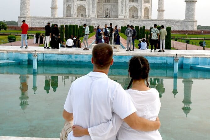 Taj Mahal Sunrise & Agra Day Tour from Delhi with 5<em> Meal – Key details before you book’ /></p>
<ul>
<li><strong>Sunrise at the Taj Mahal:</strong> An early departure from Delhi gets you to Agra for the day’s most sought-after light.</li>
<li><strong>Private car from door to door:</strong> Pickup and drop-off are available anywhere in Delhi, Noida, or Gurugram, as well as at the airport.</li>
<li><strong>Your choice of monuments:</strong> The route includes the Taj Mahal and Agra Fort, with the option to visit the Tomb of Itimad-ud-Daulah, known as the Baby Taj.</li>
<li><strong>Private guide in Agra:</strong> Your guide meets you at the Taj Mahal, arranges entry under the selected option, and leads the sightseeing.</li>
<li><strong>Five-star buffet choice:</strong> A meal at places such as Courtyard Marriott or Bon Barbeque can be added through the selected package.</li>
<li><strong>Flexible, small-group format:</strong> Only your own party takes part, with a climate-controlled vehicle, water bottles, tolls, fuel, parking, and taxes included.</li>
</ul>
<h2 id="why-the-sunrise-departure-is-worth-the-early-alarm">Why the sunrise departure is worth the early alarm</h2>
<p><img width="669" height="446" decoding="async" src=